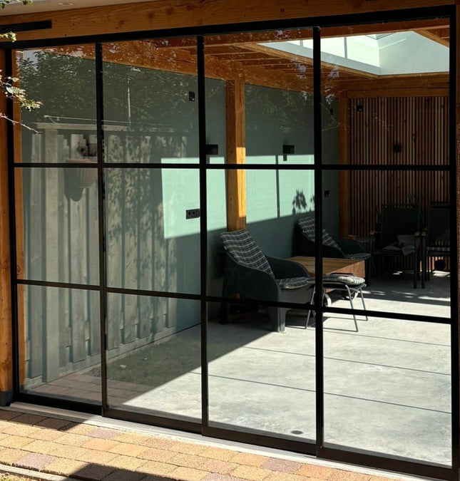 Glazenschuifwanden - steellook glas - zwart - 1030 mm