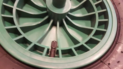 4.00-8 kruiwagenwiel - luchtband en kunststof velg - 150 kg maximale belasting - 20 mm asgat/naafdiameter - inclusief rollager, as en afstandhouders