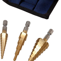 Stapboren set - 3 stuks - HSS - Titanium Coated - 3-12mm 4-12mm 4-20mm - Metaal boor - Hout boor - Kunstof boor - Hoge kwaliteit HSS