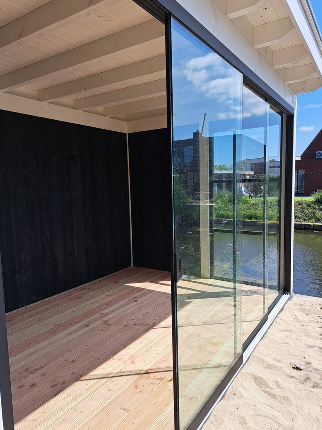 Glazenschuifwanden - Helder glas -  antraciet - 1030 mm