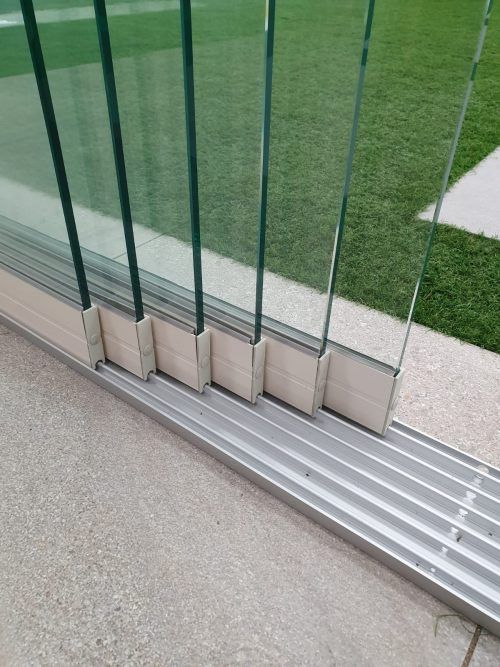 Glazenschuifwanden - Helder glas -  creme - 1030 mm