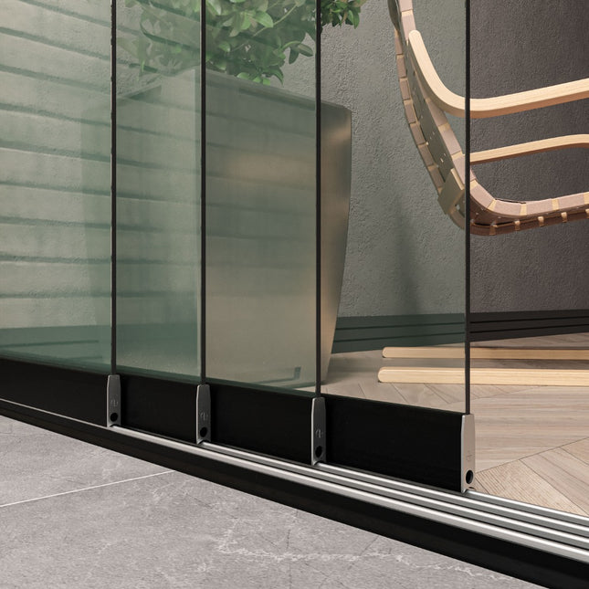 Glazenschuifwanden - Helder glas -  zwart - 1030 mm