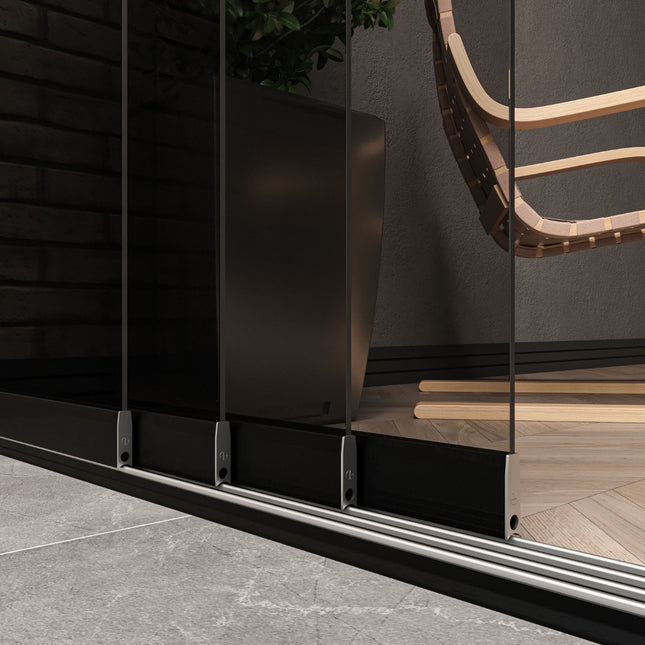 Glazenschuifwanden - getint glas - zwart - 930 mm