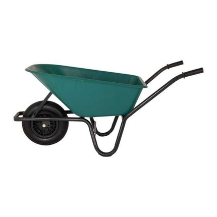 Kruiwagen luchtband kunststof bak 85 liter groen