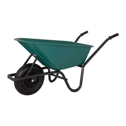Kruiwagen luchtband kunststof bak 85 liter groen