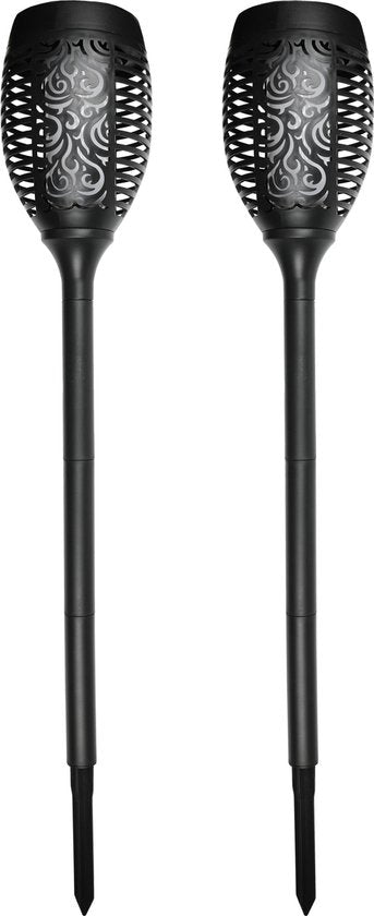Benson Tuinlamp met vlameffect - Zonne-energie - Set van 2 - Ø 12 cm x 74 cm