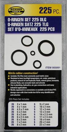 Benson O-ringen set - 15 maten - 225 stuks - assortimentsbox - rubber