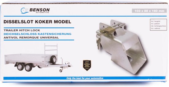 Benson Disselslot kokermodel - verzinkt staal - inclusief hangslot en 3 sleutels - 103 x 85 x 160 mm