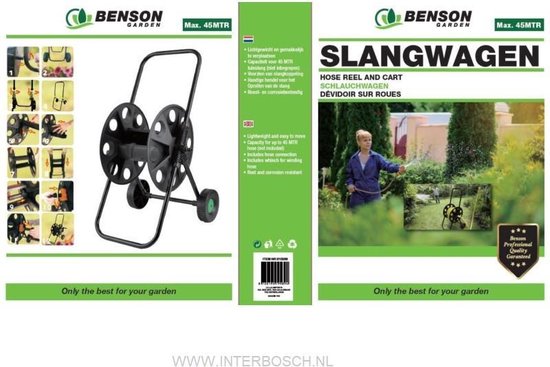Benson Slangwagen - Max 45 meter - Exclusief Tuinslang - Zwart