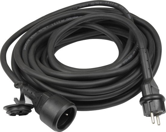 Exin Verlengsnoer Buiten – Neopreen – IP44 Spatwaterdicht – 3 x 1.5 mm² – 20 meter – Zwart