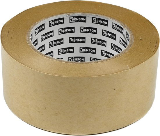 Benson Papieren verpakkingstape - 50 mm x 50 meter - 140 micron - Milieuvriendelijk - Handmatig te scheuren