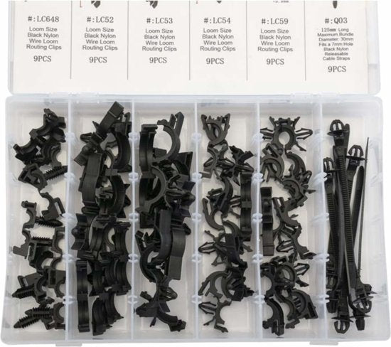 Topgear Kabelboom geleiders - 54-delige set - Diverse maten - Handige assortimentsbox