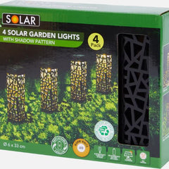 Solar -4x tuinverlichting op zonne-energie - Met schaduw patroon - 20cm