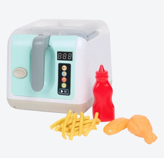 Speelgoed Airfryer - Met licht en geluid - Incl. batterijen - 6-delig - Speelgoedkeuken - Friteuse - Spelend koken - Voor kinderen vanaf 3 jaar