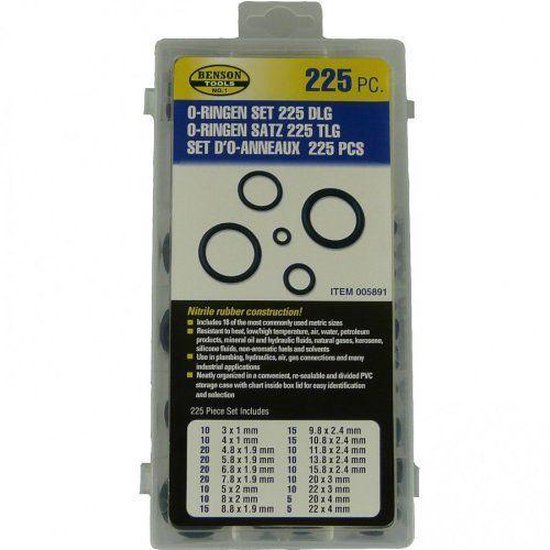 Benson O-ringen set - 15 maten - 225 stuks - assortimentsbox - rubber