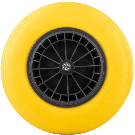 Kruiwagenwiel Anti Lek - 4.80/4.00-8 - Massief PU Band - Lekvrij Wiel met 130mm As - Kruiwagenband 4.80/400 voor Kruiwagen