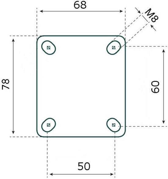 Tarsus Zwenkwiel met rem - 75 mm - Stalen velg - Massieve rubberband - 40 kg draagvermogen
