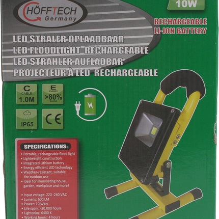 Hofftech Oplaadbare LED bouwlamp - daglicht - 10 watt - 600 lumen - IP65
