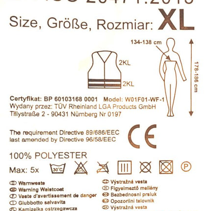 Whyzzle Safety Veiligheidsvestje Veiligheidshes Fluohes XL (unisize) volgens Europese norm EN ISO 2047:2013