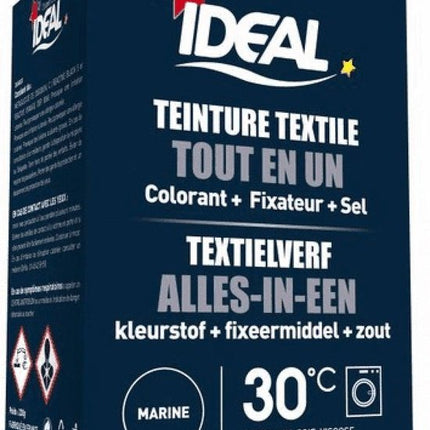 Ideal Textielverf, Marine Blauw, Alles in één, kleurstof + Fixeermiddel + Zout