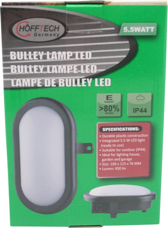 Hofftech Bulley Buitenlamp LED Ovaal Zwart - 5.5 Watt.