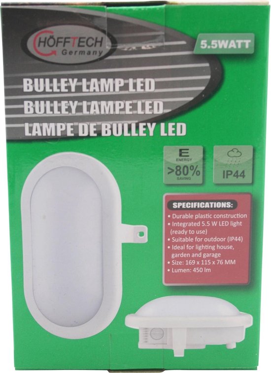 Hofftech Bulley Buitenlamp LED Ovaal Wit - 5.5 Watt.