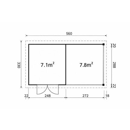 Zwart kunststof tuinhuis met overkapping 560x330x247 cm