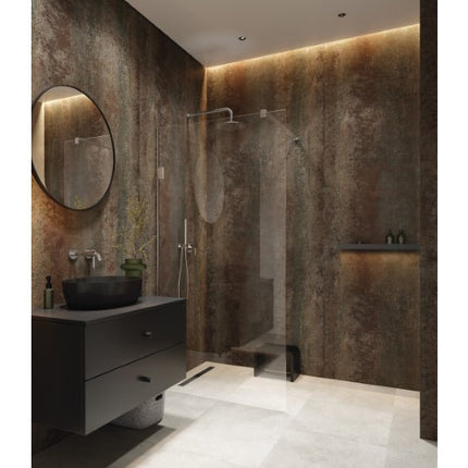 SPC wandpaneel Oxyd 280 × 110 cm – houtlook warm roestbruin