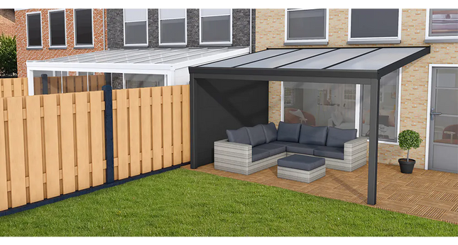 Aluminium aanbouwveranda Velvetline 350 - antraciet - Polycarbonaat dak