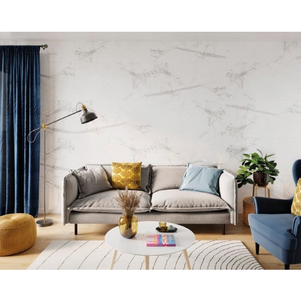 SPC wandpaneel Calacatta Snow 265 x 120 cm – witte marmerlook