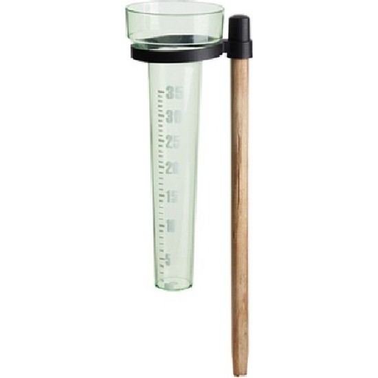 Benson Regenmeter/neerslagmeter plexieglas op een stok kunststof/hout 36 cm