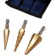 Stapboren set - 3 stuks - HSS - Titanium Coated - 3-12mm 4-12mm 4-20mm - Metaal boor - Hout boor - Kunstof boor - Hoge kwaliteit HSS