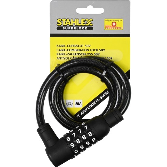 Stahlex Fietsslot Kabelslot Cijferslot 10mm x 1m zwart