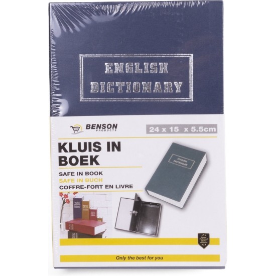 Benson Kluis in Boek - Engels Woordenboek - Met Sleutel - Metaal
