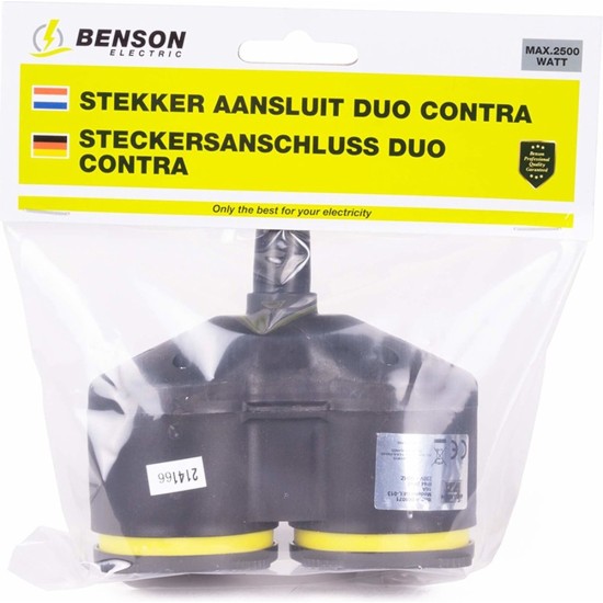 Benson Dubbele Contrastekker voor Buiten - Duo - IP44 - Zwart
