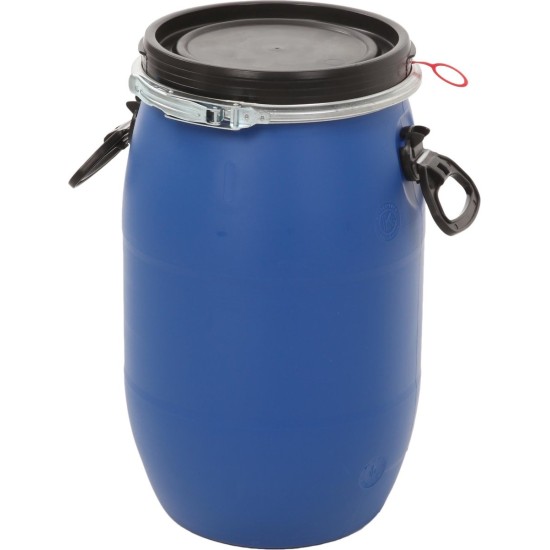 Kunststof vat 30 liter blauw met klemdeksel