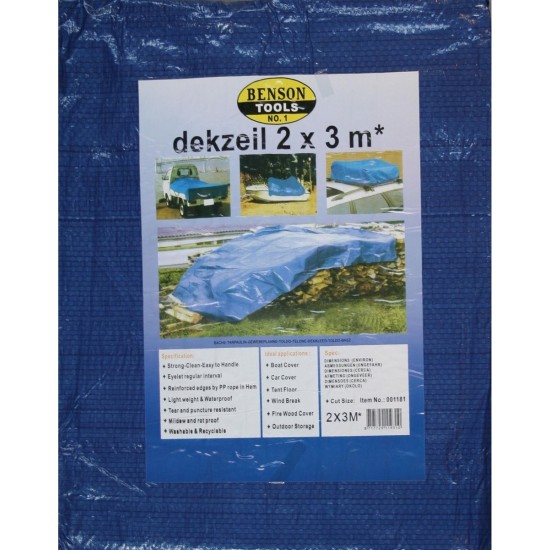 Benson Afdekzeil - Polyethyleen - 2 x 3 meter - Blauw
