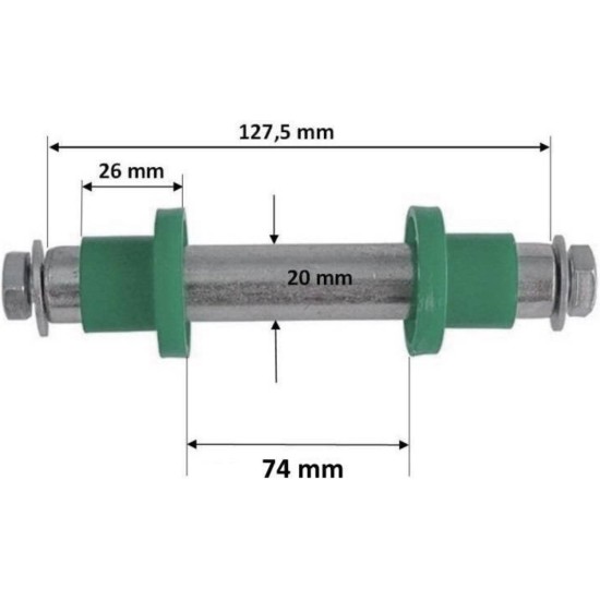 As voor Kruiwagenwiel 128 mm x Ø 20 mm - Inclusief Stofkappen