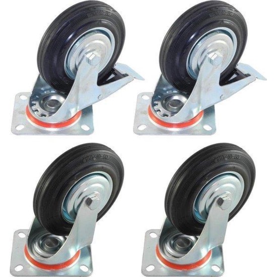 Lumito Transportwielen 4 Stuks - Meubelroller - Zwenkwielen - Zwenkwielen Set Van 4 - 75mm - Draagvermogen van 4x70KG