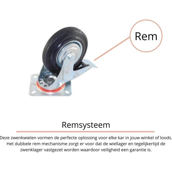 Lumito Transportwielen 4 Stuks - Meubelroller - Zwenkwielen - Zwenkwielen Set Van 4 - 75mm - Draagvermogen van 4x70KG