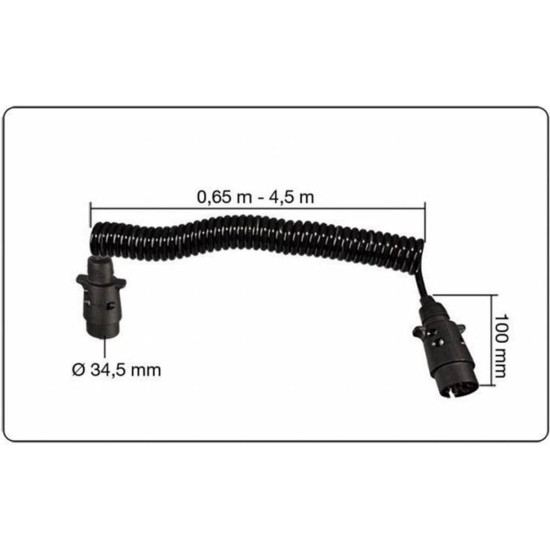 Benson Verlengkabel Krulsnoer - 7 Polig - 4.5 meter