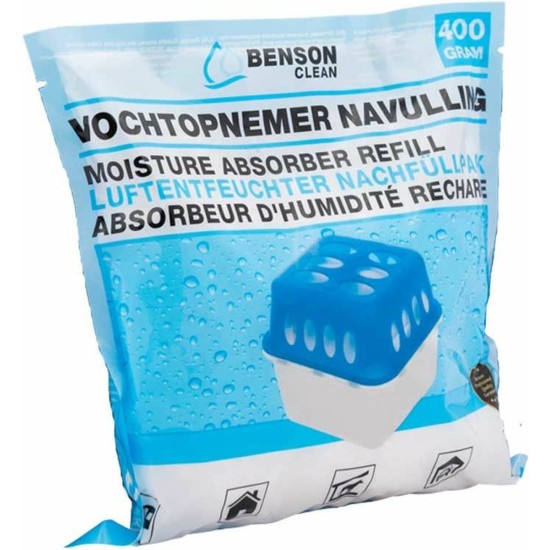 Benson clean vochtopnemer navulling - 400 gram - voor alle vochtvreters - Vochtvreter