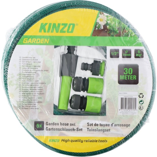 Kinzo Garden Tuinslang - 30 Meter - met Sproeier en Koppelstukken - 5-Delig