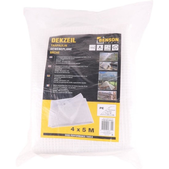 Benson Dekzeil - 16 gram - 4 x 5 meter - Transparant - Wit