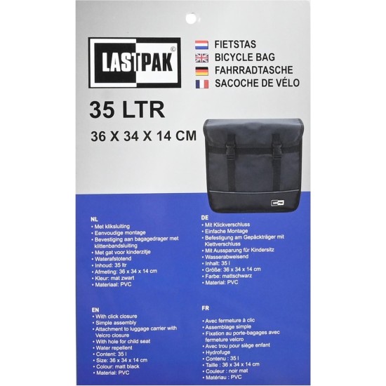 Lastpak Fietstas Dubbel - 35 liter - Bisonyl - Mat Zwart