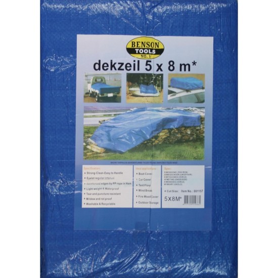 Benson Afdekzeil - Polyethyleen - 5 x 8 meter - Blauw