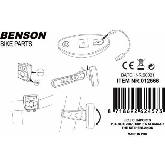 Benson Fietslamp met richtingaanwijzer - LED licht - Afstandsbediening