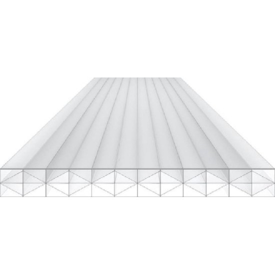 Polycarbonaat plaat X-structuur, opaal, warmtewerend, 98 x 50 cm