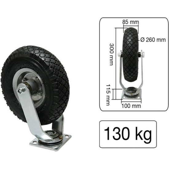 Benson Zwenkwiel - Ø 260 mm met Luchtband - Maximale Belasting 130 kilo