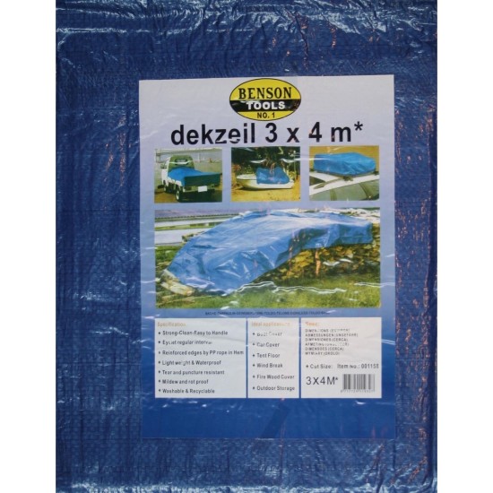 Afdekzeil - Polyethyleen - 3 x 4 meter - Blauw